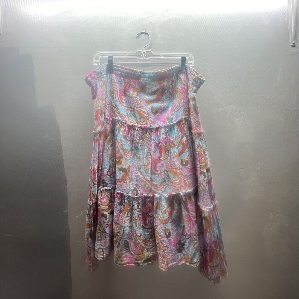 Pearl Imports Skirt Women’s Size Medium  Cotton Panel  Ruffled MIDI Bohemian